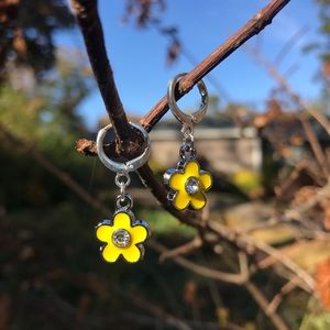 Yellow Flower Enamel Earrings